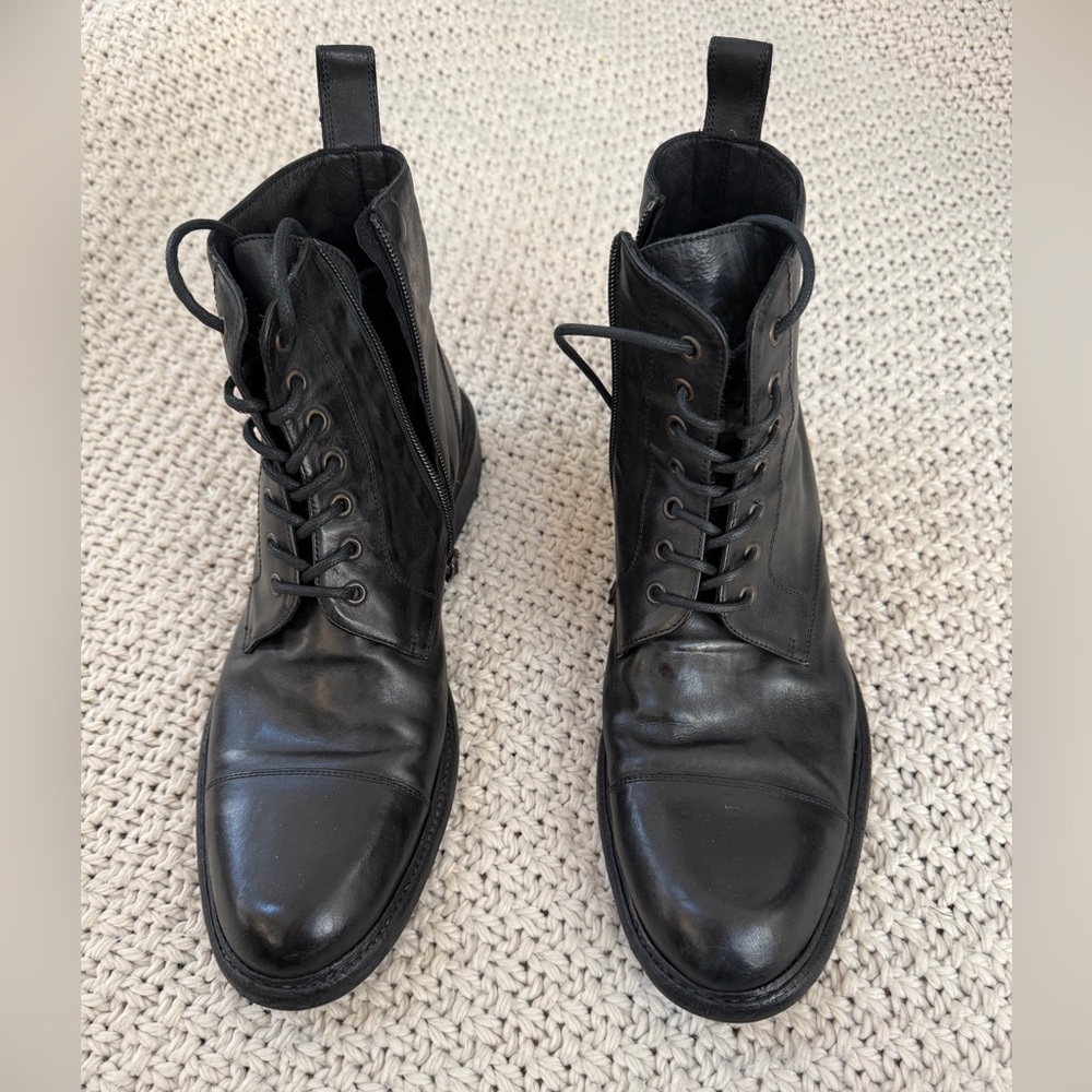 Calzoleria Toscana Dip Died Black Leather Mens Lace Up Combat Boot. Size 10.5 - Picture 8 of 11